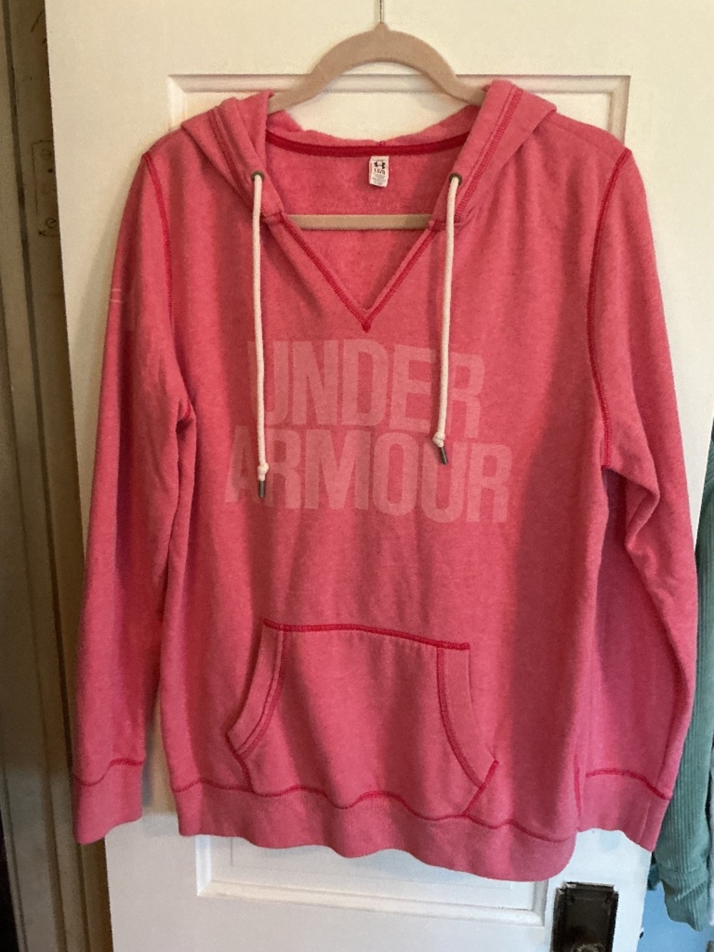 Under Armour Women’s Pink Tonal Logo V-Neck Pullover Hoodie
